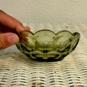 Fenton thumbprint avocado green dish